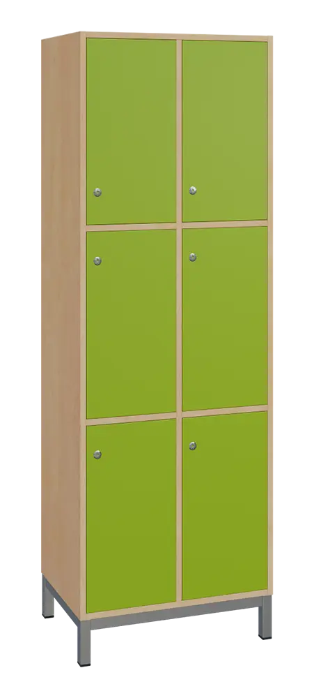 SBS-3322 šatní skříň 6-boxová, 1800x600x400 mm, kovové nohy, korpus bříza irská, dvířka jarní zeleň